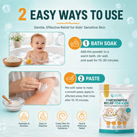 Natures Relief Co Chickenpox Relief Treatment | Colloidal Oatmeal & Calamine | Oatmeal Bath Soak for Chicken Pox Relief Kids - Colloidal Oats Bath for Itchy Skin| Made in UK | 300g