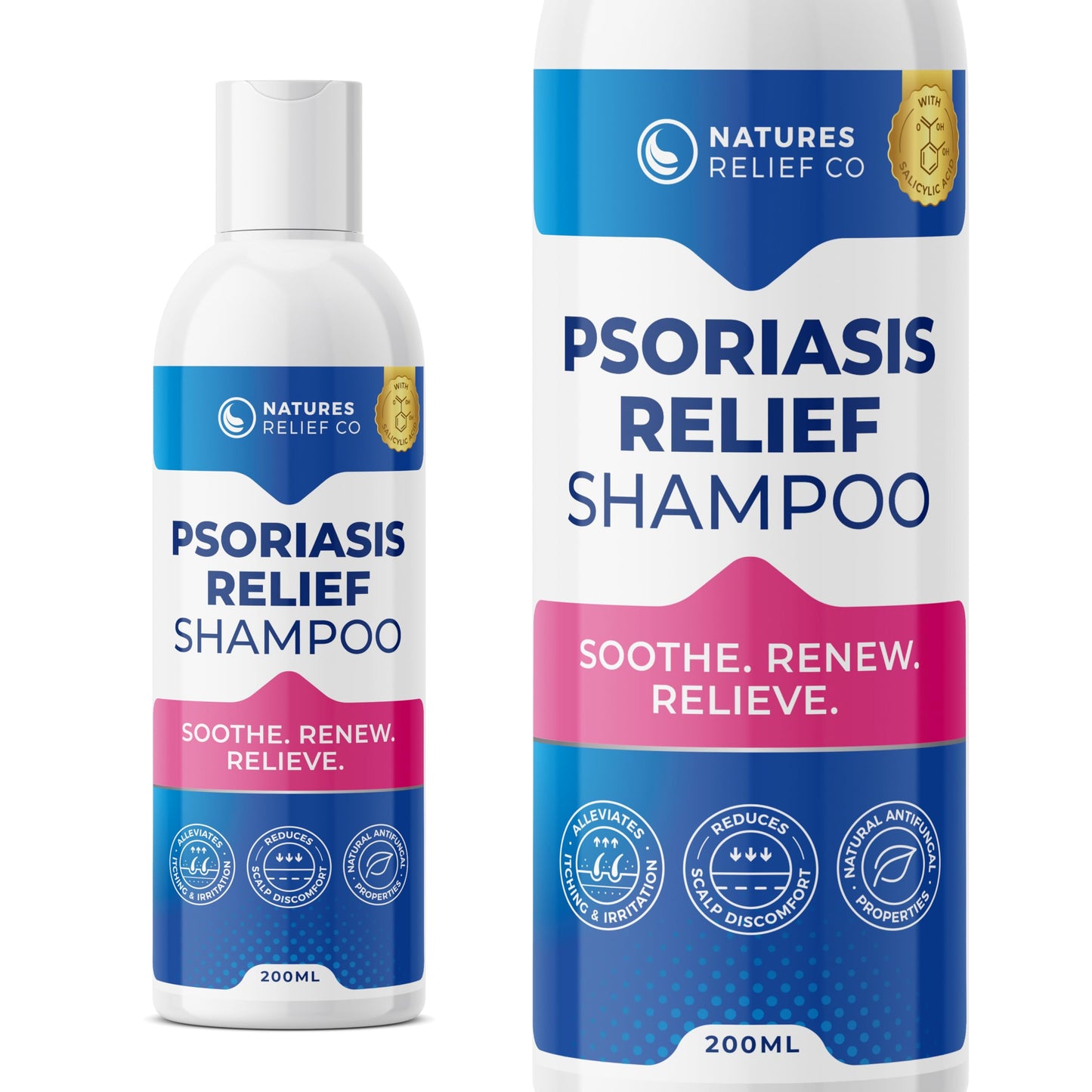 Natures Relief Co Psoriasis Shampoo with Salicylic Acid | Natural Scalp Treatment for Itchy, Flaky, Dry Scalp | Tea Tree, Lemongrass & Aloe Formula | Sulfate-Free, pH-Balanced | Daily Care for Healthy Hair | 200ml
