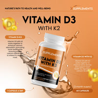 X Supplements Vitamin D3 5000 IU with K2 100μg | 1-A-Day | 60 High Strength Vitamin D Tablets | MK-7 Menaquinone | Vitamin D3 | Bone, Immune & Heart Support | Supplements for Adults