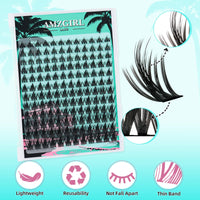 AMZGIRL LASH Lash Clusters Manga 144Pcs Eyelash Clusters Spiky Eyelash Extensions Individual Lashes Volume Anime Lash with Thin Band Lashes DIY at Home(Holiday,C-Mix8-18mm)