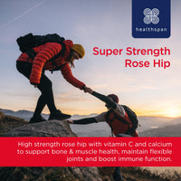 Healthspan Rose Hip 12,500mg (90 Tablets) | Supports Joint & Immune Health | Helps Maintain Flexible Joints | Added Vitamin C & Calcium | Fatty Acids | Flavonoids | Vegan