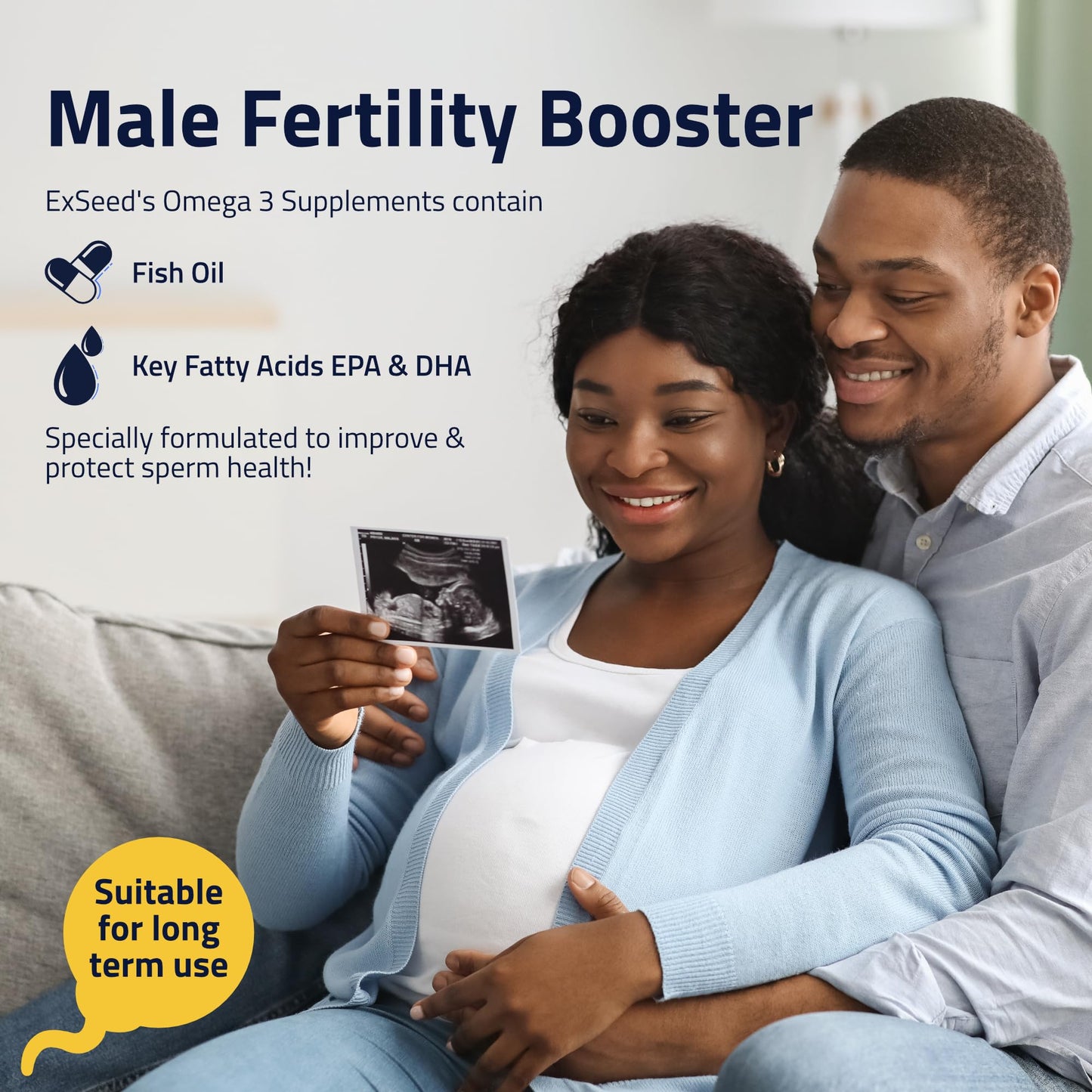 ExSeed Health - Male Fertility Supplements - Omega 3-3 Month Supply (x3 Bottles) - 90 Capsules per Bottle - Effective Doses - Fish Oils for Men - Supports Healthy Conception & Overall Health