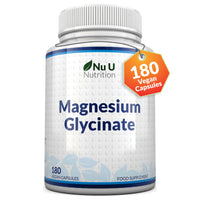 Magnesium Glycinate Supplements 1000mg (Bisglycinate) - 180 High Strength Vegan Capsules - 3 Month Supply - Providing 200mg of Elemental Magnesium - Nu U Nutrition