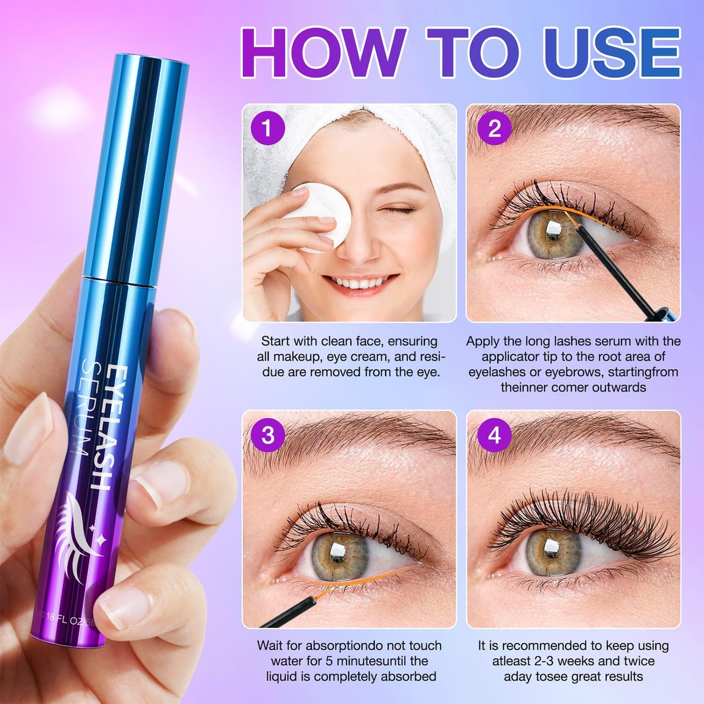 Generic Eyelash Serum For Fuller, Longer-Looking Lashes with Biotin & Keratin - 5ML Lash Enhancing Booster Serum for Thicker, Fuller & Longer Eyelashes, Daily Nourishing Formula