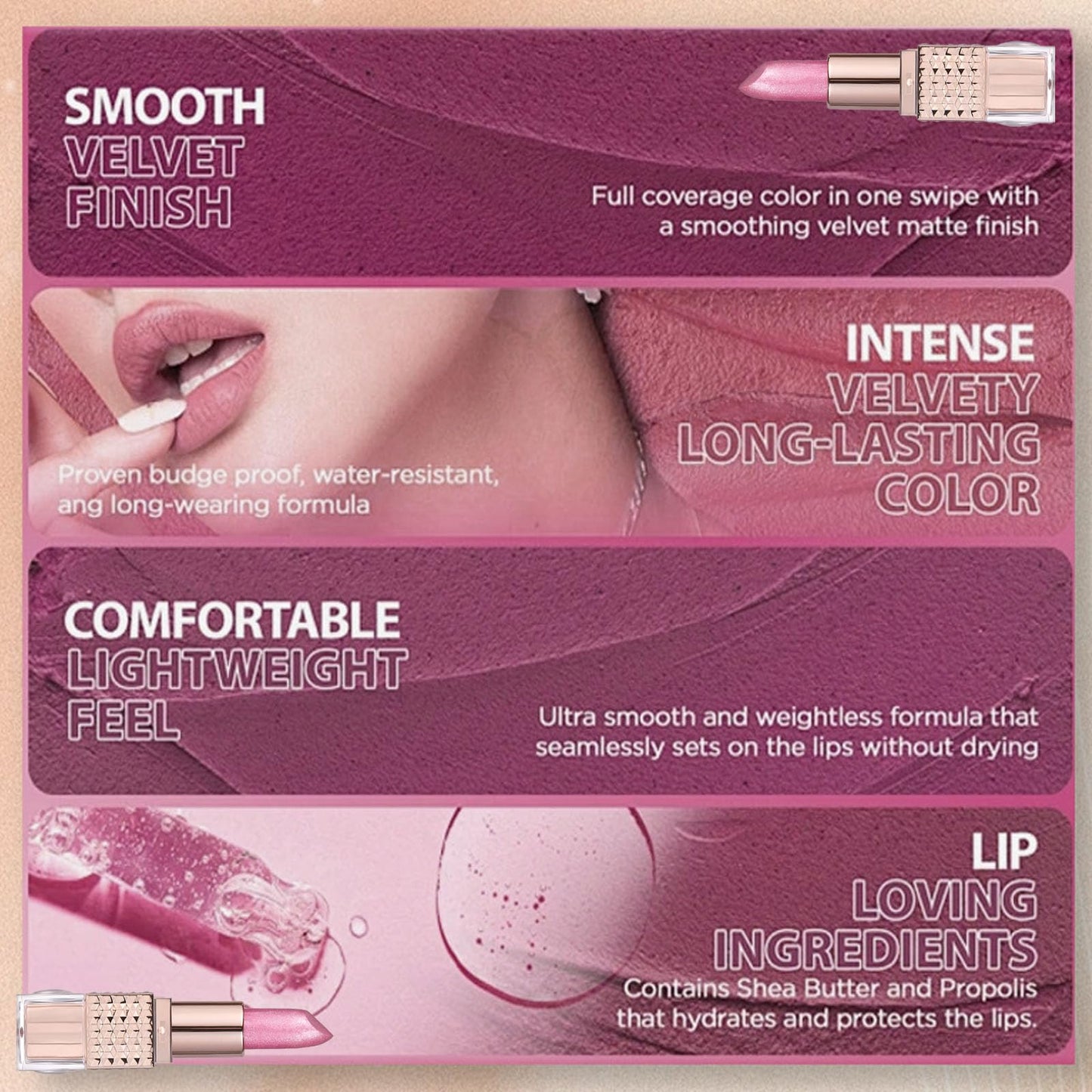 LYNTYAOU Shimmers Lipstick Pearl Pink Color Lip Stick, Glitter Metallic Bright Pink Lip Balm for Women, Silky Smooth Full-Coverage Lipsticks, Longlasting Pearlescent Light Pink Tinted for Women