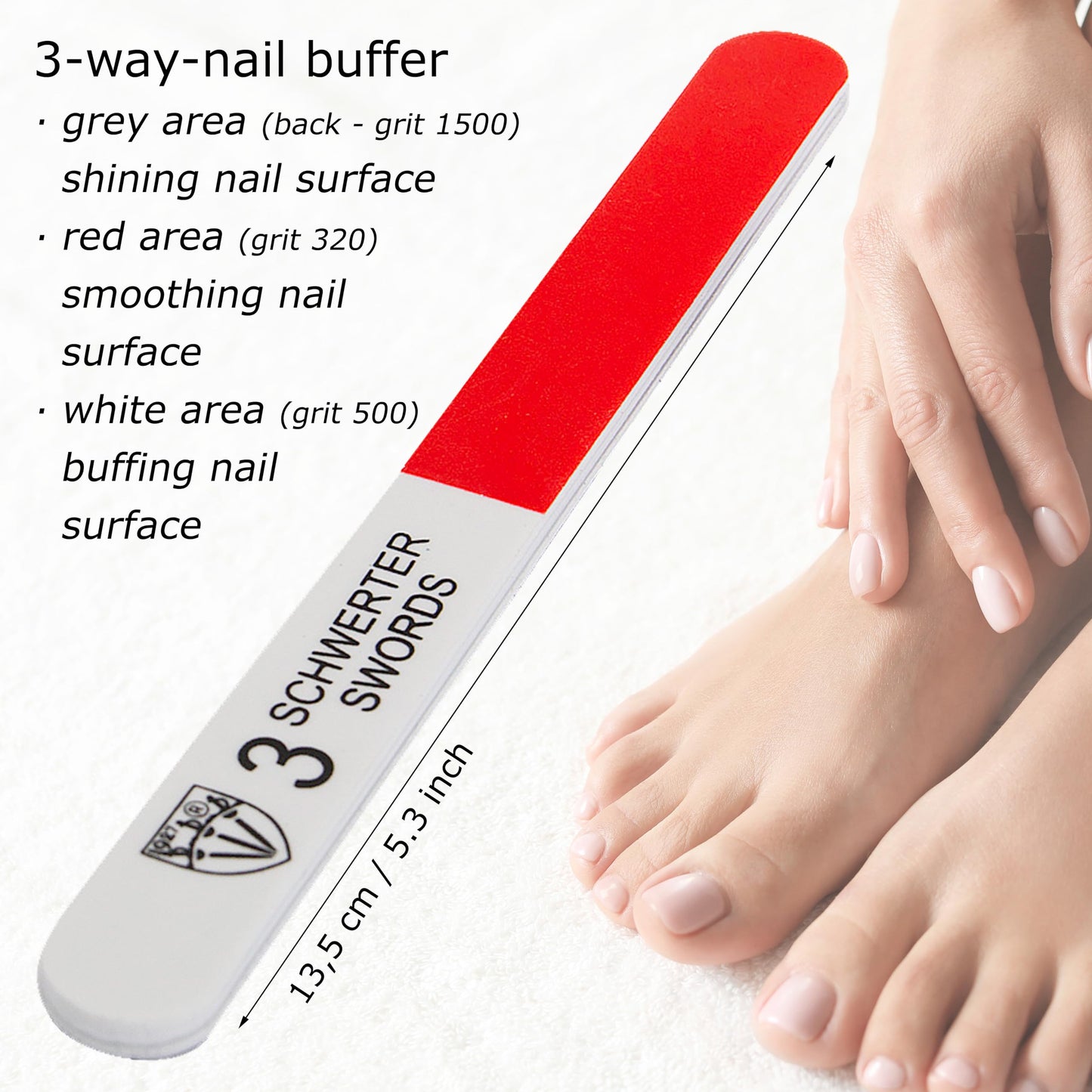 3 Swords Germany - Sapphire Metal Nail File 2 Pieces with 1 Piece 3-Way Nail Buffer – Nail Care for You Made in Germany