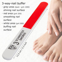 3 Swords Germany - Sapphire Metal Nail File 2 Pieces with 1 Piece 3-Way Nail Buffer – Nail Care for You Made in Germany