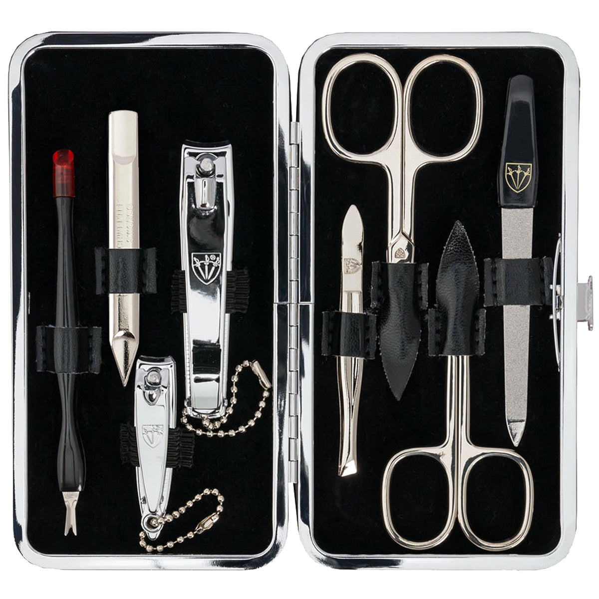 3 Swords Germany - brand quality 8 piece manicure pedicure grooming kit set for professional finger & toe nail care scissors clipper fashion leather case in gift box, Made by 3 Swords (0361)