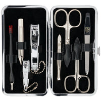 3 Swords Germany - brand quality 8 piece manicure pedicure grooming kit set for professional finger & toe nail care scissors clipper fashion leather case in gift box, Made by 3 Swords (0361)