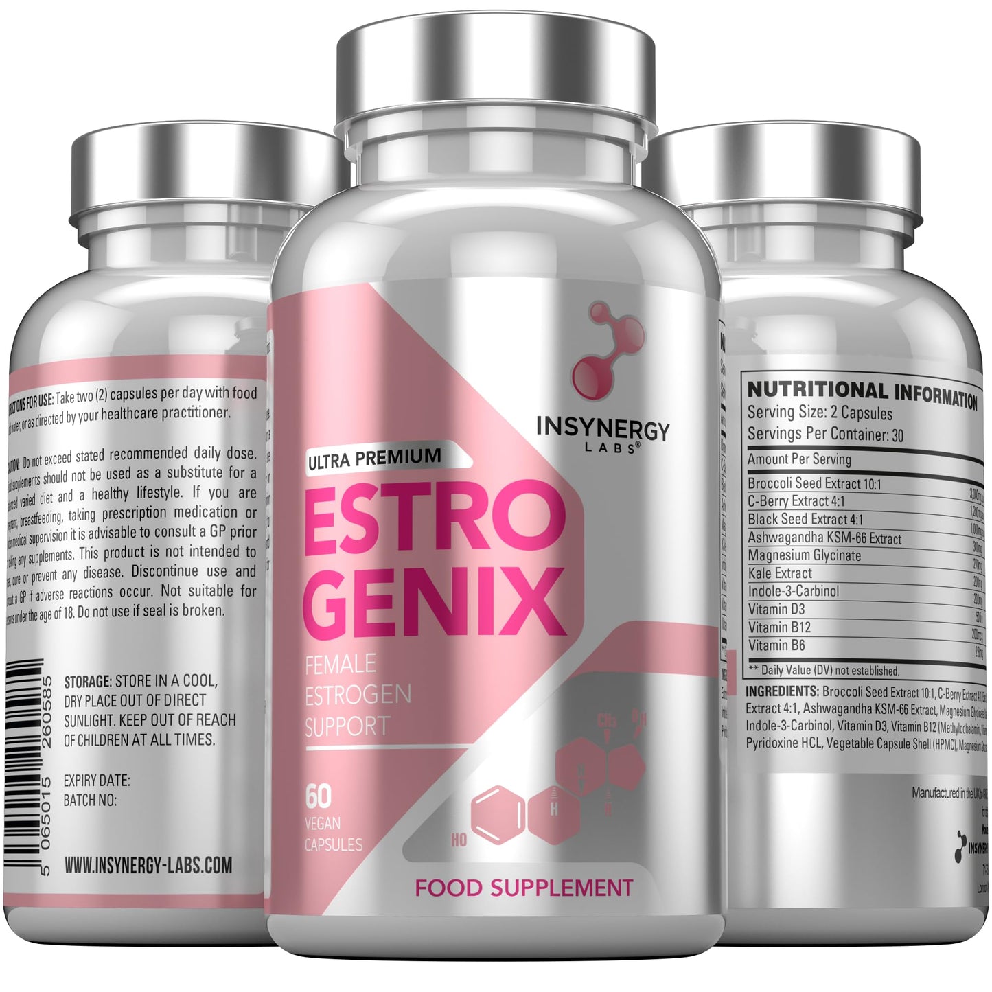 Insynergy Labs EstroGenix – Estro Balance Tablets for Women High Strength Estro Complex Supplement, 60 Vegan Capsules