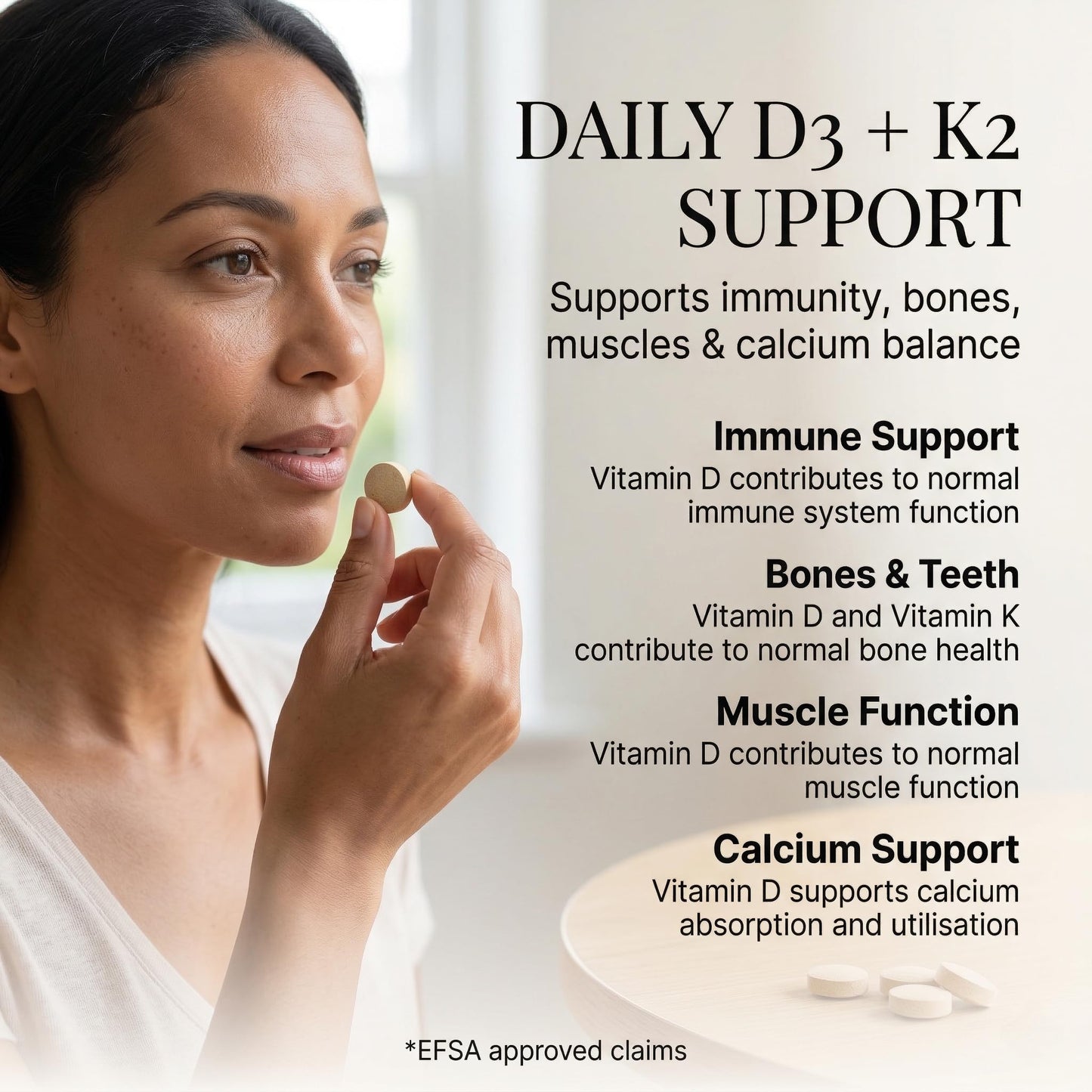 Sky Premium Life Vitamin D3 2200 IU (55µg) with Vitamin K2 MK7 (45µg) – Immune System, Bones, Teeth & Muscle Support – 1-A-Day Easy Swallow Tablets – 120 Tablets (4 Month Supply) – Halal & GMP Quality