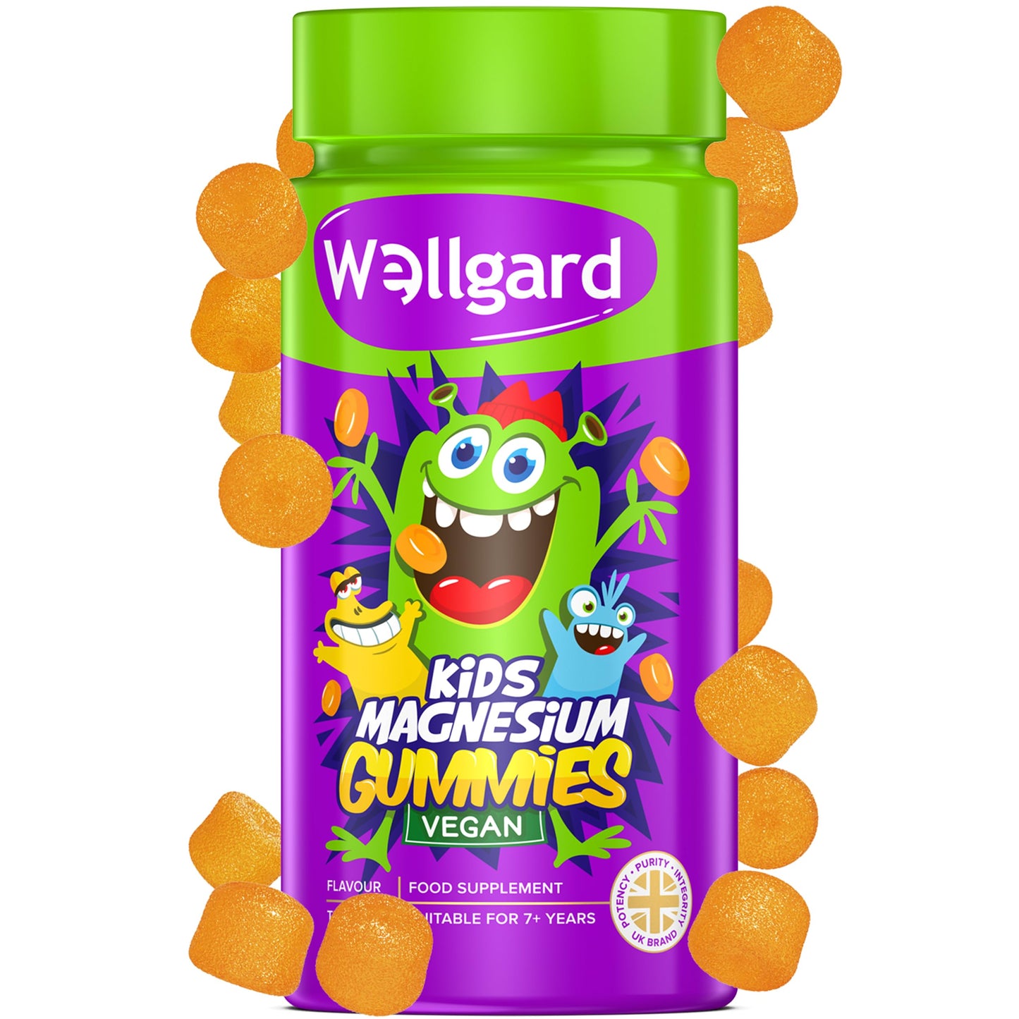 Wellgard Vegan Kids Magnesium Gummies – Delicious Gummies for Energy, Electrolyte Balance, Bones, Muscles & Better Quality of Sleep