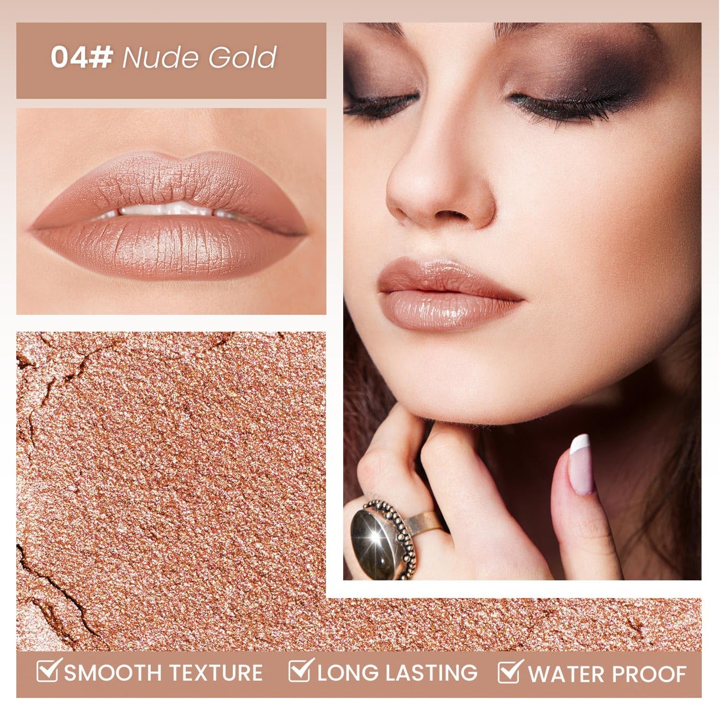 XINYUNXIN Beauty Searcher Metallic Shine Lipstick Makeup for Woman Velvet Matte Lipsticks Moisturizing No-Stick Cup Lip Makeup, Long Lasting 24H Waterproof Shine Lip Gloss (#4)
