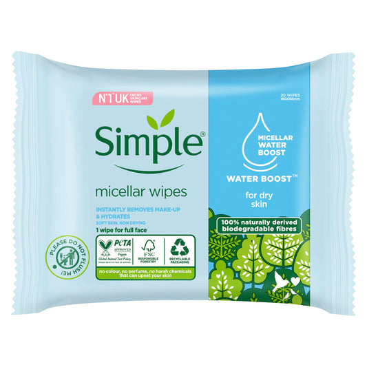 Simple Kind to Skin Hydrating Cleansing Wipes 20 wipes