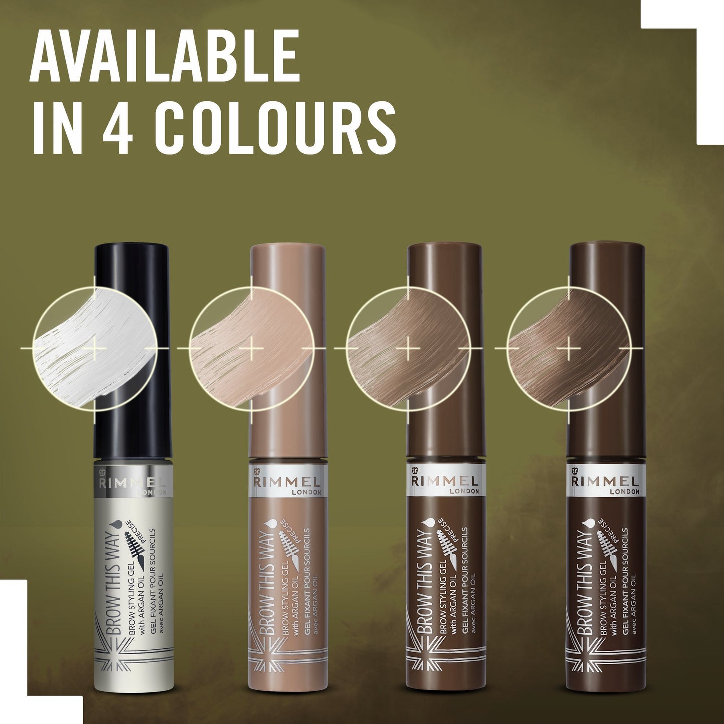 Rimmel London Brow This Way Brow Styling Gel with Argan Oil, Tames and Sets Brows, Dark Brown, 5 ml