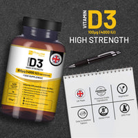 Vitamin D3 4000 IU High Strength I 425 Vegetarian Tablets (14 Months Supply) I Easy Swallow Vitamin D3 Supplement for Immune Support, Calcium Boost, Bone & Muscle I Vitamin D Made in the UK by Prowise