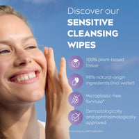 NIVEA 3in1 Sensitive Cleansing Wipes (25 Sheets), Plant-Based Makeup Remover Sheets, Face Wipes for Sensitive Skin, Gentle yet Effective Makeup Removal (Pack of 6)