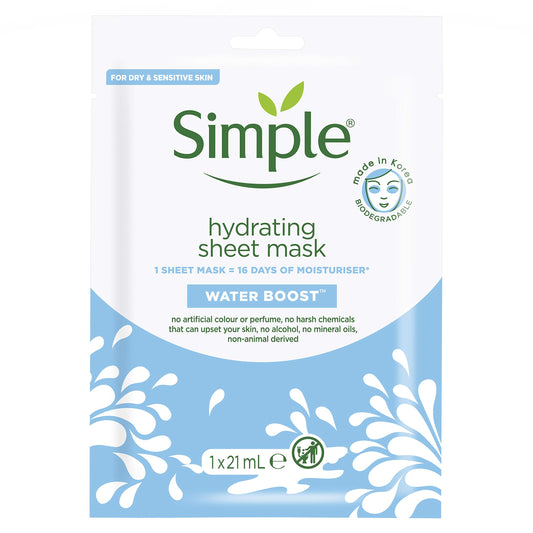Simple Hydrating 16 days' worth of moisturiser in just 15 minutes Sheet Mask face mask for dry skin 1 pc