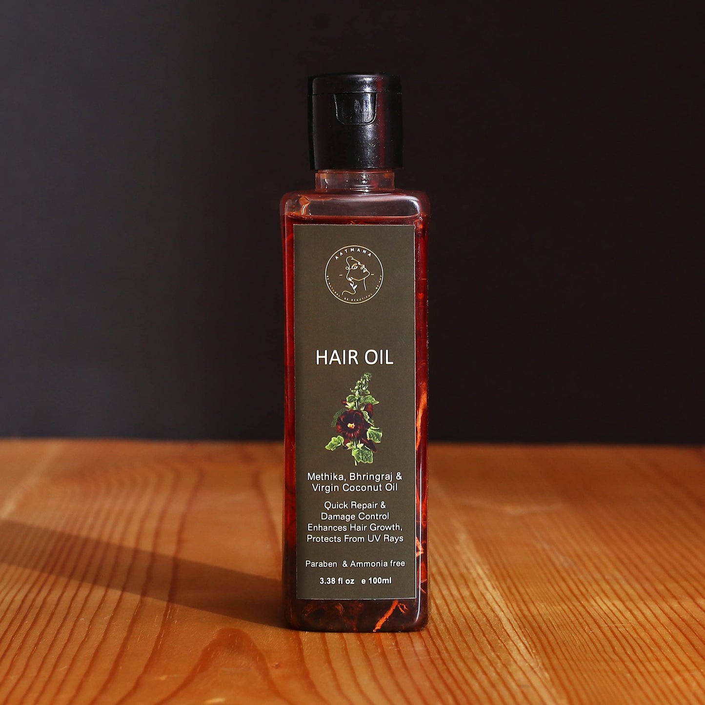 AATMANA Hair Oil with Methika, Bhringraj & Virgin Coconut oil Ext. Natural Hair Growth, Dry Scalp, Thinning Hair - Best Hair Massage Oil For Men & Women hair growth