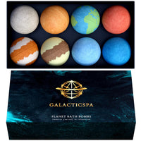 Galacticspa Bath Bombs Rich in Essential Oil and Shea Butter / 8 x 60g Handmade Planet Themed Bubble Bath Fizzer/Luxury Bath Bomb Set/Non-Staining, Vegan, Cruelty-Free/Spa Gift for Men, Women and Kids