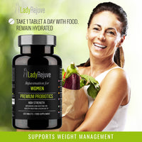 LadyRejuve Premium Probiotics | 120 Vegan Tablets | 10 Billion CFU - Specially Formulated Probiotic Supplement for Women | Supports Digestive Gut Health | Provides Constipation Relief for Adults