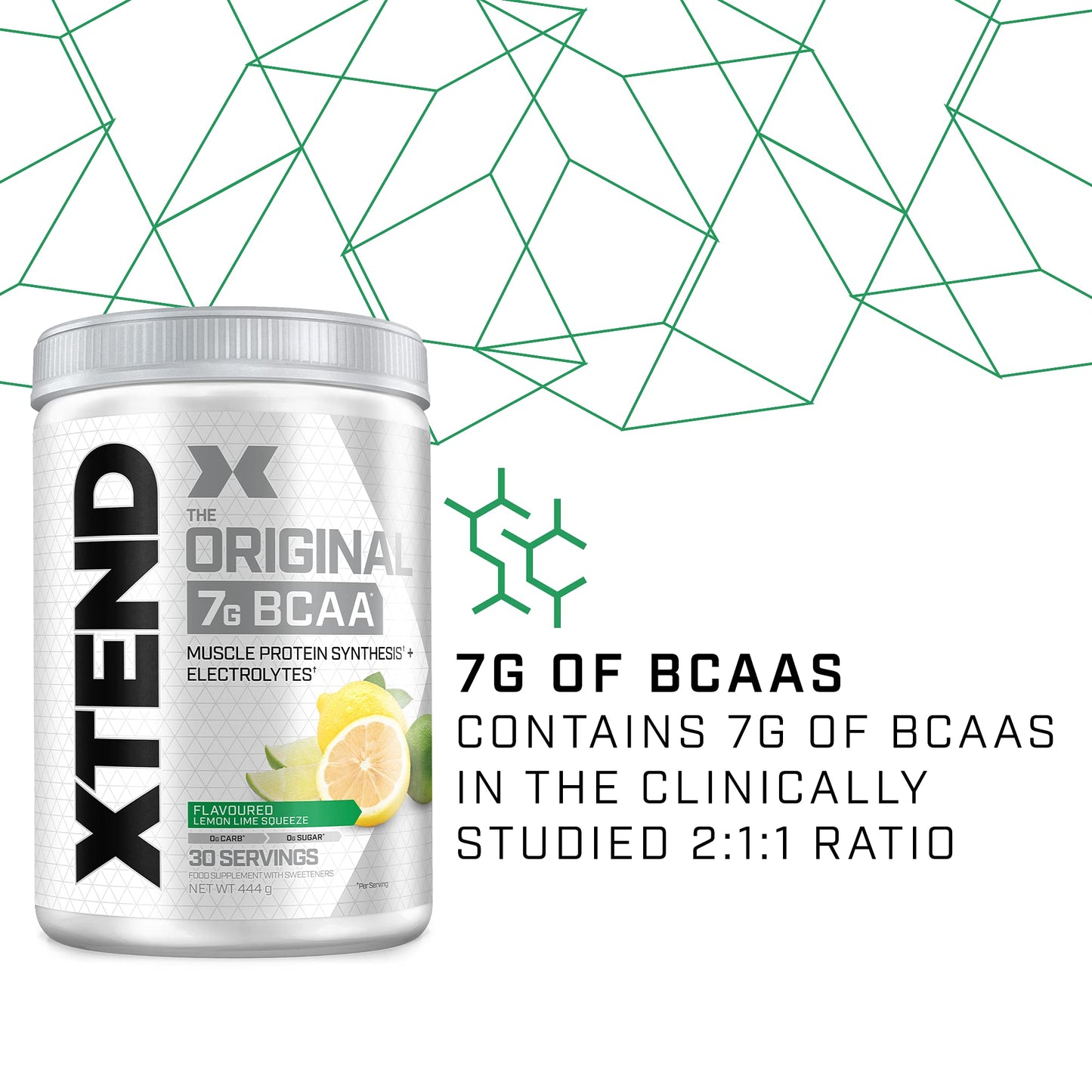 Scivation XTEND Original BCAA Powder Lemon Lime Squeeze 30 Servings | 7g BCAAs Per Serving | Sugar Free Branched Chain Amino Acids and Electrolytes Powder for Post Workout Muscle Recovery and Hydration