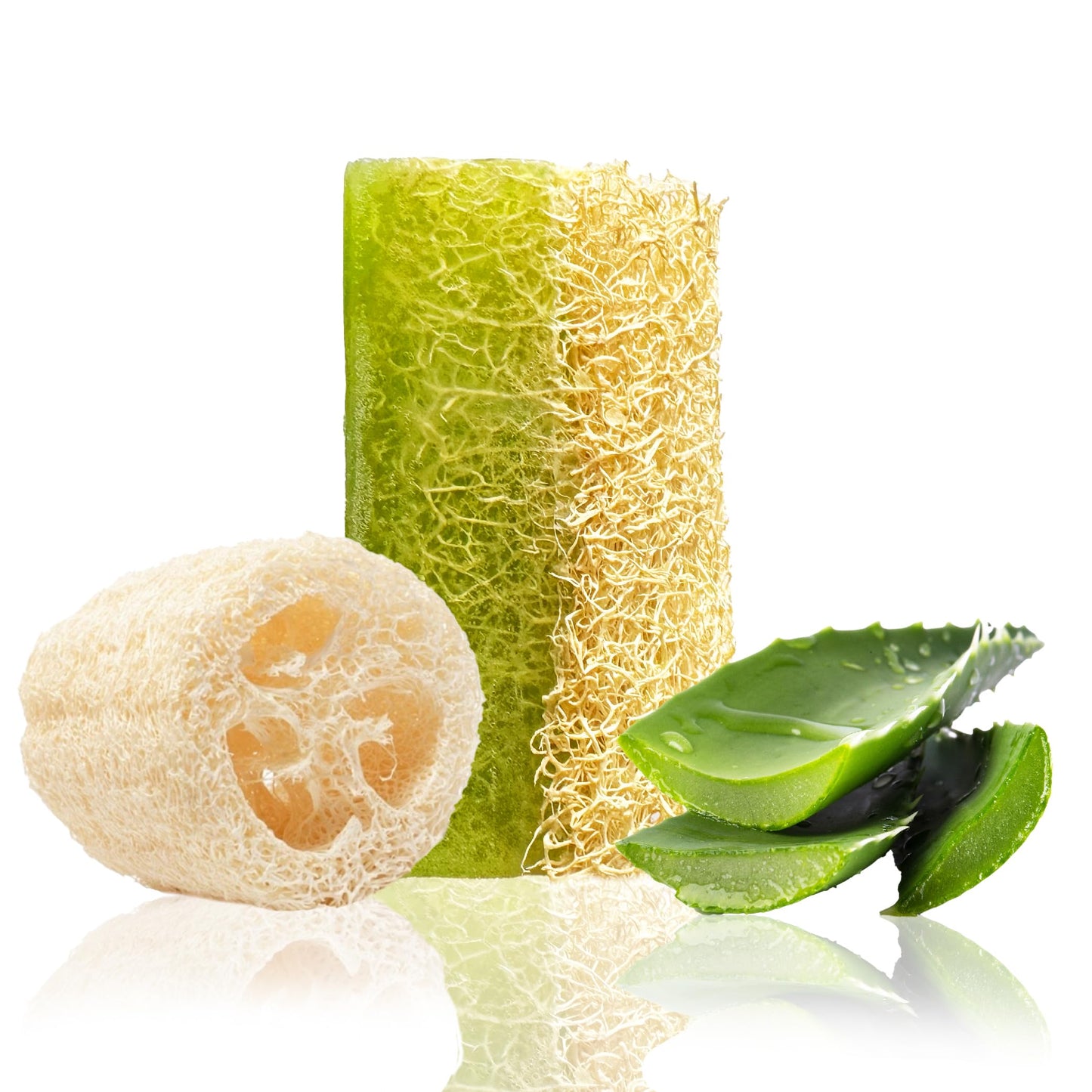 STORELUXY 130gr Aloe Vera Soap Bar With Pumpkin Fiber Natural Handmade Loofah | Oil Balance, Reduces Dryness, Collagen, Cures Blackheads and Acne, Vitamins C and E, Anti Ageing Skincare