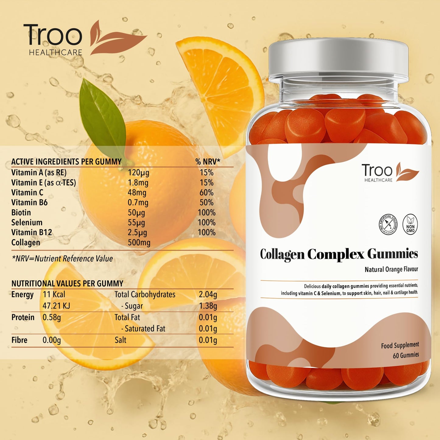 Troo Health Care Collagen Complex - 60 Natural Orange Gummies