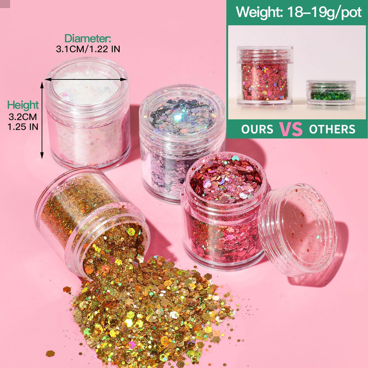Teenitor Body Glitter with Skin Glue Set, 4 Bottle Face Glitter Makeup & 2 Box Face Gems for Women, Iridescent White Body Glitter Face Glue for Rhinestones for Makeup, Nail Gems with Wax Pencil