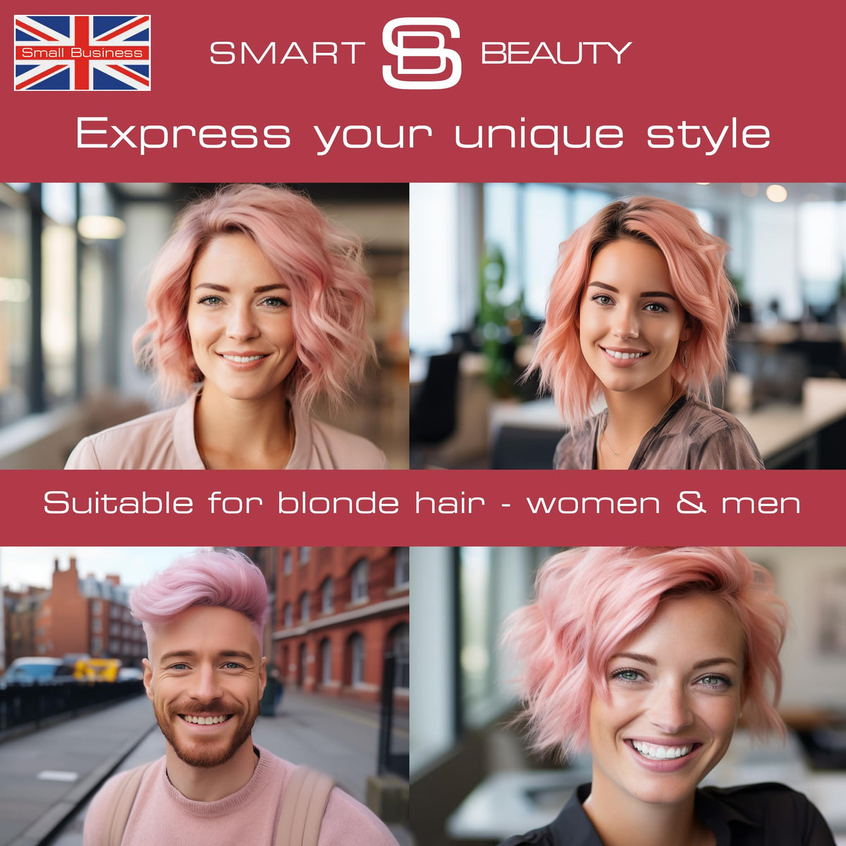 Metallic Rose Gold Hair Dye Demi-Permanent, Toner for Bleached Hair, Anti-Breakage Plex Hair Care, Vegan Hair Dye, Cruelty-Free, Grey Coverage, Rose Hair Colour, by Smart Beauty (pack of 3)