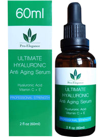 Pro-Elegance Hyaluronic Acid Serum for face 60ml Bottle Anti ageing & wrinkle Cruelty Free Best Pure Liposome Moisturiser with Vitamin C Green Tea Vitamin E & Organic Jojoba Oil