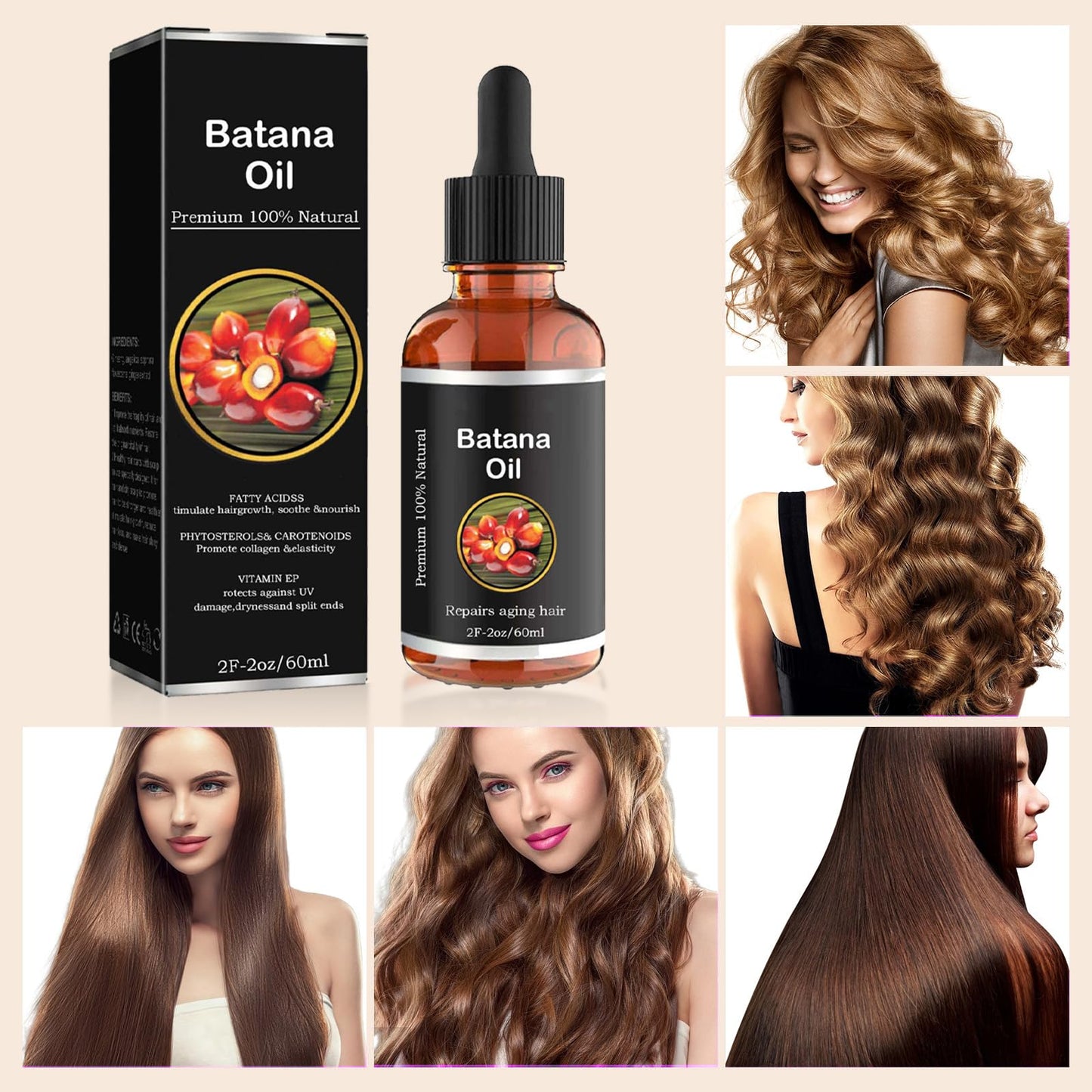 LUMKMAS Batana Oil for Hair Growth, Batana Hair Oil, Repairing & Nourishing Batana Oil for Damaged Hair, Prevents Hair Loss, Eliminates Split Ends, 100% Natural Batana Oil for Men & Women