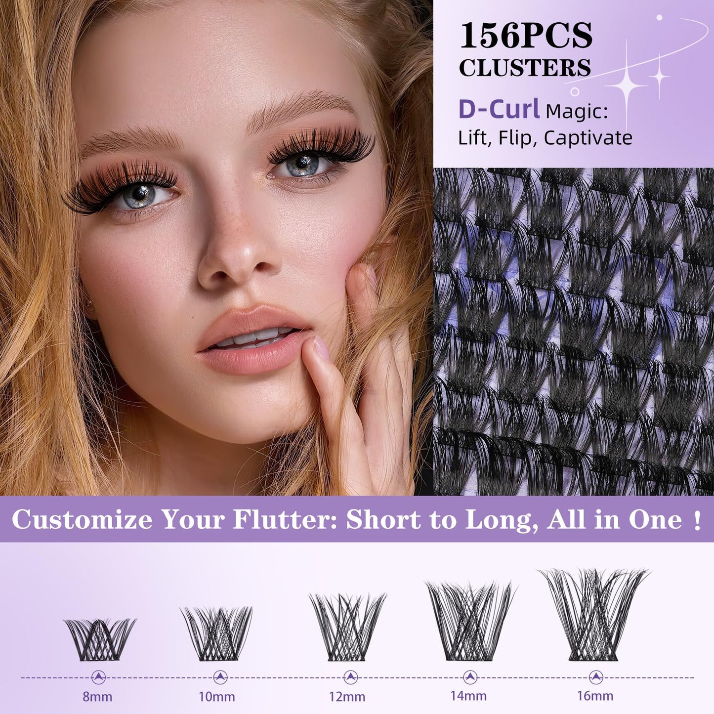 B&Qaugen B&Q Lash Clusters B05, Clusters Lashes 156PCS Individual Lashes DIY at Home