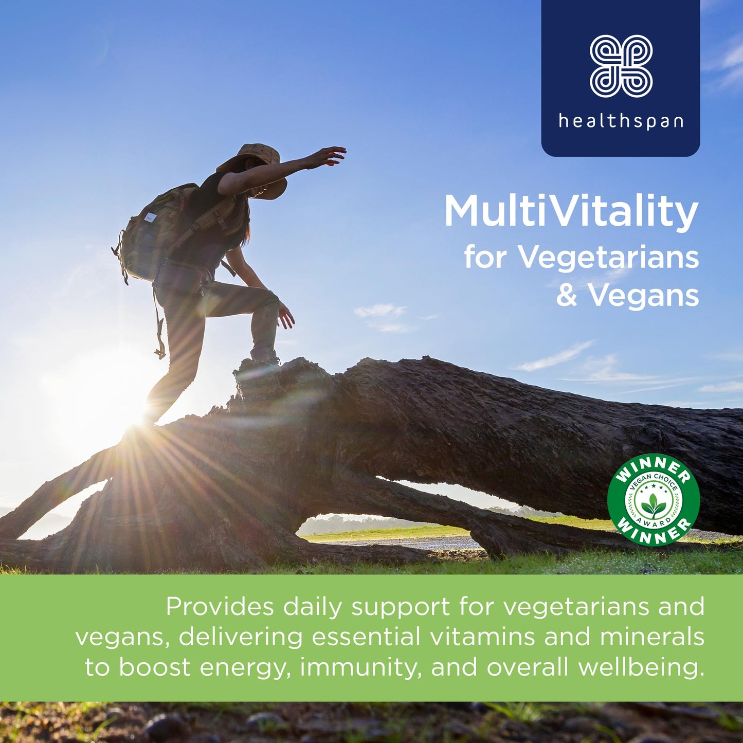 Healthspan Multivitamin for Vegetarians & Vegans (120 Tablets) | Winner Vegan Choice Awards | for Your Brain, Heart & Immunity | Supports Energy Levels & Overall Wellbeing | with Vitamin B12 | Vegan