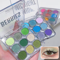 QUIWEN Green Eyeshadow Palette, 9 Colours Glitter Eye Shadow Makeup, Green Eye Shadow Pallets For Women, Shiny Sparkle Shimmer Matte Green Eyeshadow, Yellow White Mint Green MakeUp Palette with Brush