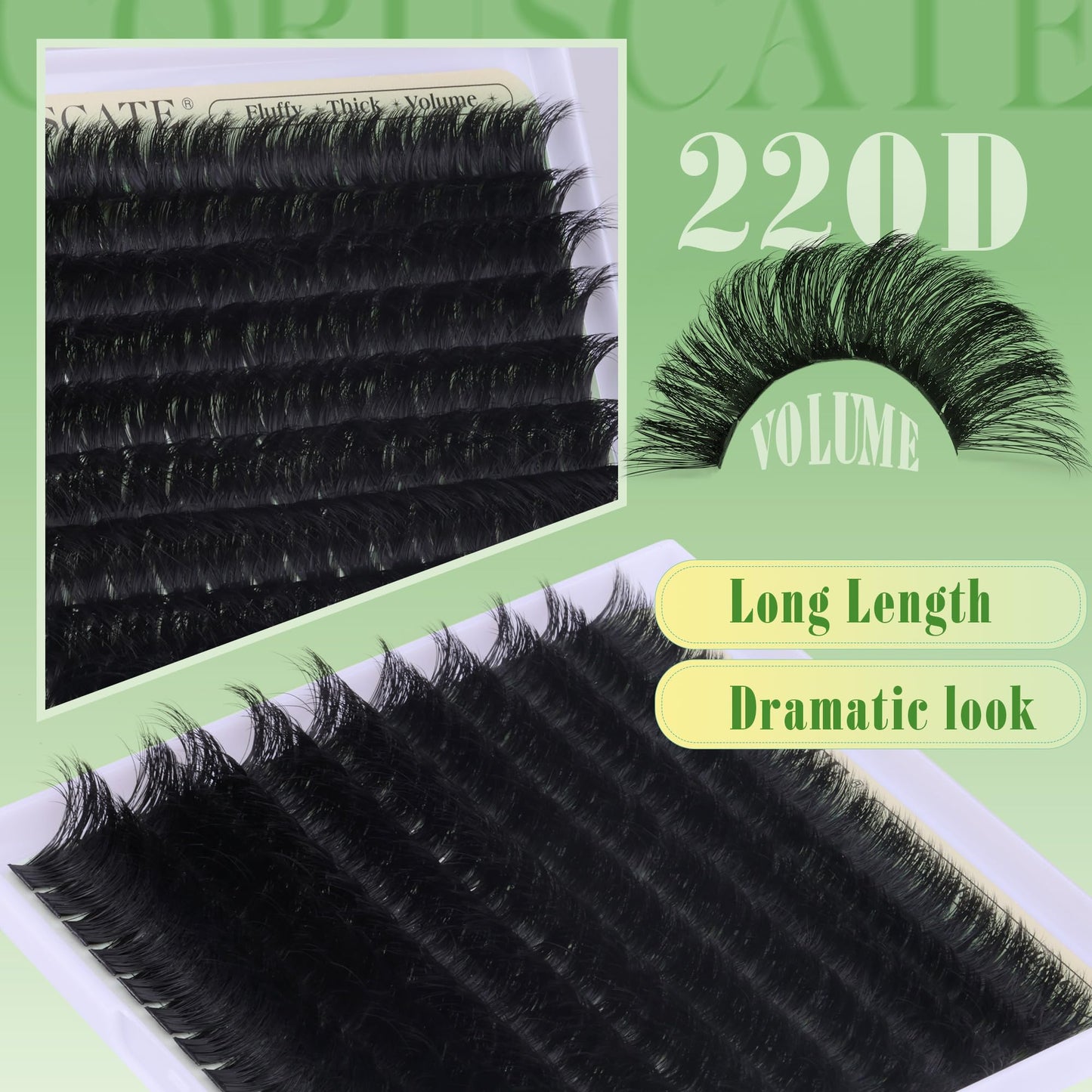 Long Cluster Lashes Thick Fluffy Individual Eyelashes 14-20 mm Lashes Individual Cluster Volume Lash Clusters Full Look Individual Lashes D Curl Tatti Lashes DIY Eyelash Clusters by CORUSCATE