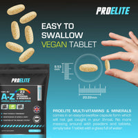 Multivitamins & Minerals - 120 Vegan Tablets - One a Day 100% RDA - 23 Essential Vitamins & Minerals in A-Z Multivitamin Tablet - Made in The UK by PROELITE