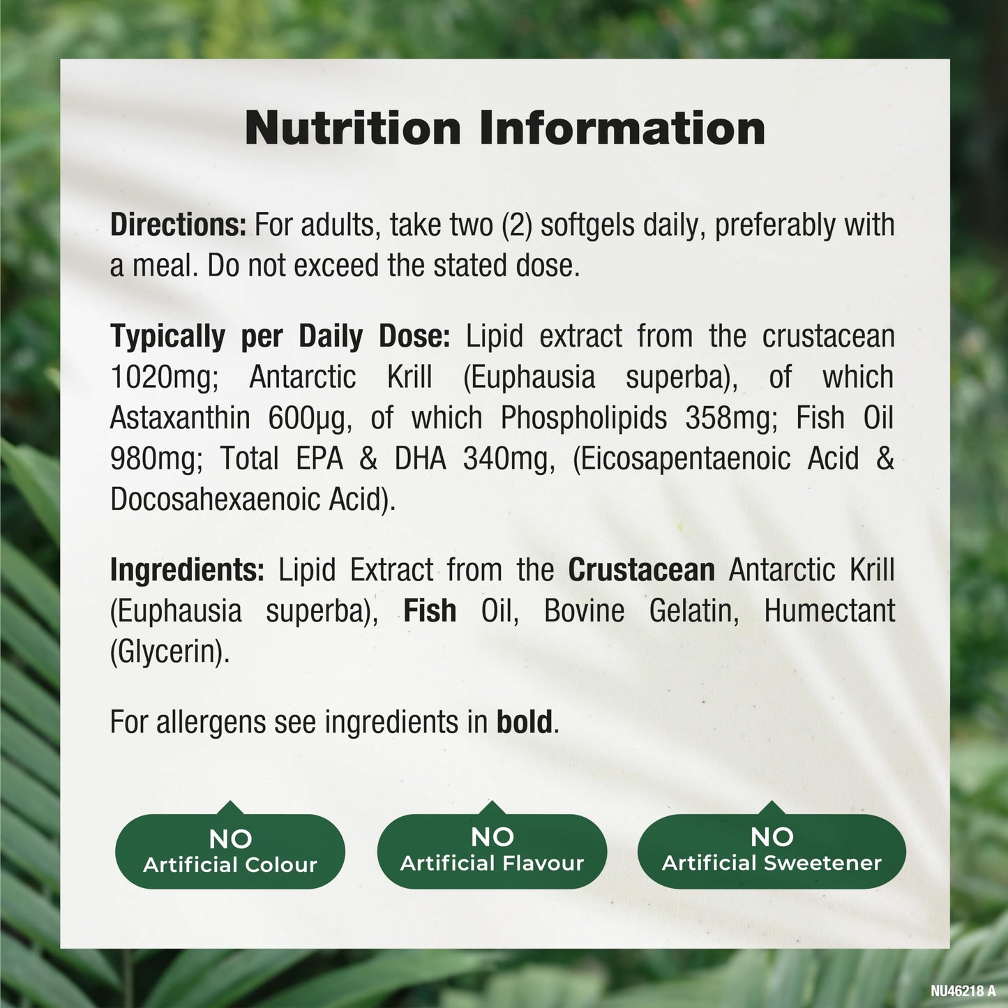 Antarctic Krill Oil 2000mg | High Strength Blend with Omega 3 Fish Oil, Astaxanthin, EPA and DHA | 60 Softgels | Nature's Truth