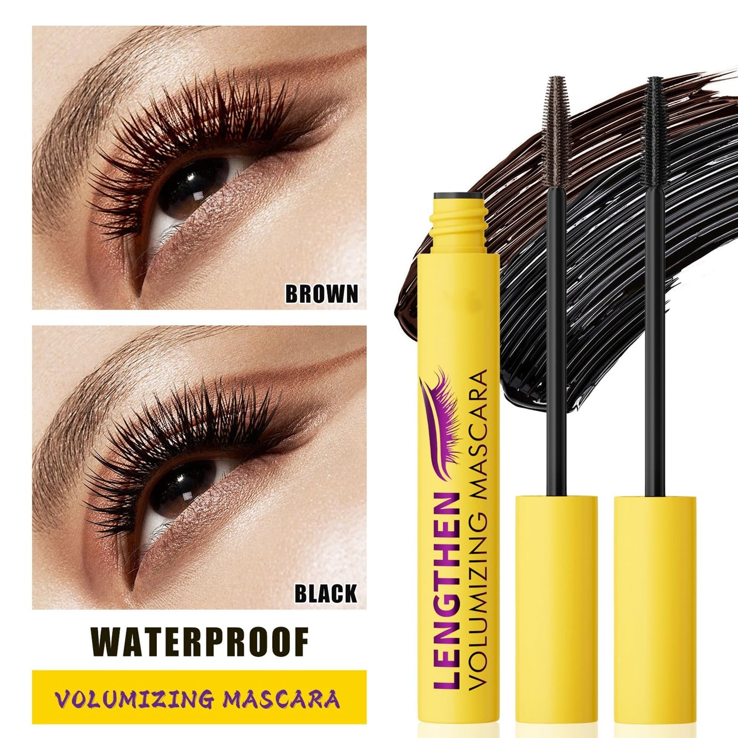 Bubble Mascara - Waterproof Colossal Bubble Mascara for Women, Volume & Length Black Mas-cara, Buildable & Lightweight Formula, Long-Lasting, Well-Defined Lashes and Enhances The Natural Look