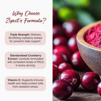 Zipvit Triple Strength Cranberry 60,000mg, High Strength Cranberry Extract with Vitamin C, 90 Vegan Capsules for Immune Support, 1 Month Supply, Supplement for Men & Women