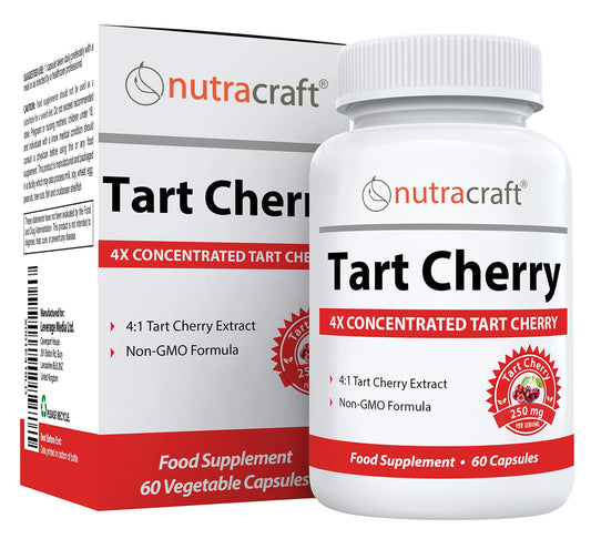 Nutracraft #1 Tart Cherry Extract | 2000mg 4:1 Concentrated Tart Cherry | Uric Acid Cleanse & Sleep Support | No Fillers or Additives | 1 Month Supply (Non-GMO)