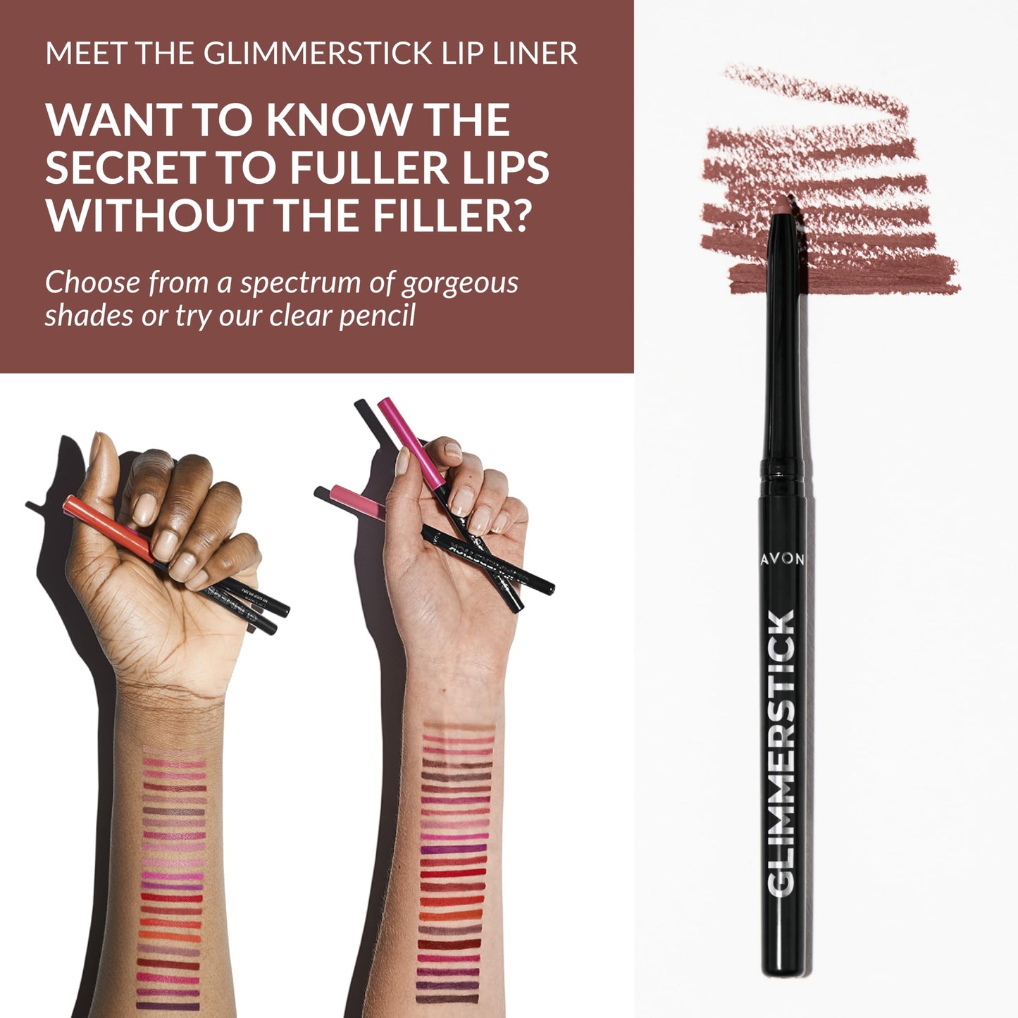Avon Glimmerstick Lip Liner Simply Spice, Infused with Vitamin E for Smooth-Glide Application and Defined Lips