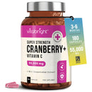 VitaBright Cranberry Tablets with Natural D-Mannose | 55,000mg | 180 Capsules | 3 Month Supply | Cranberry Supplements for Women with Vitamin C | No Added Sugar | High Strength Extract