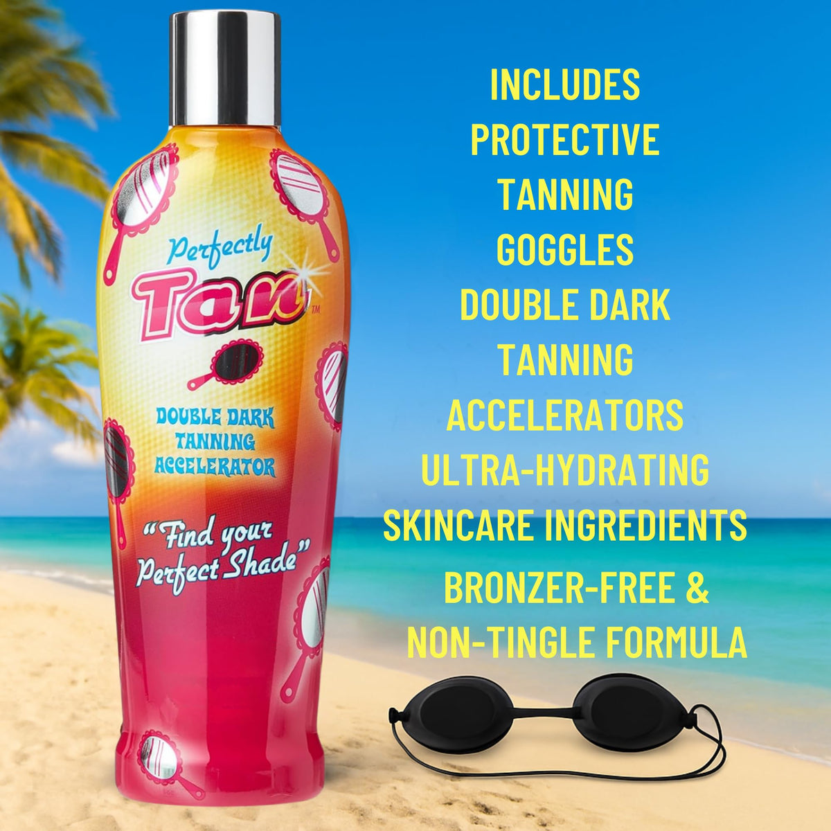 DCF Success Tan Tanning Perfectly Accelerator Lotion 3 Pack – 250ml Each, Ultra-Hydrating Indoor/Outdoor Formula with Aloe Vera, Sunflower & Monoi de Tahiti Oil, Includes Tanning Goggles