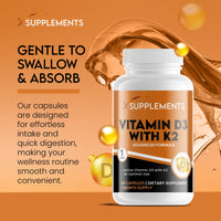 X Supplements Vitamin D3 5000 IU with K2 100μg | 1-A-Day | 60 High Strength Vitamin D Tablets | MK-7 Menaquinone | Vitamin D3 | Bone, Immune & Heart Support | Supplements for Adults