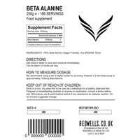 Beta Alanine Powder REDWELLS Premium Quality No Additives Amino Acid - 250g Pack