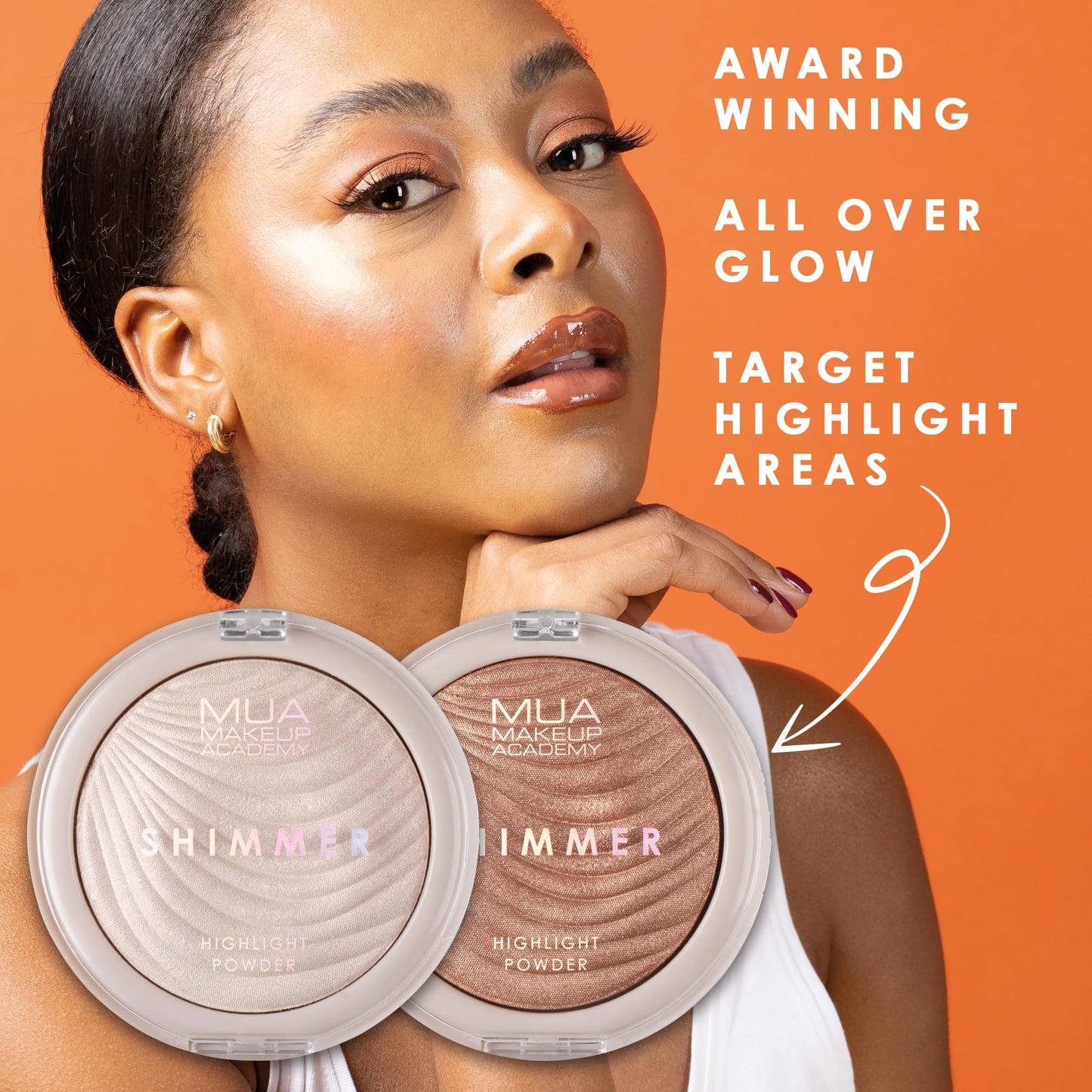 MUA Makeup Academy Shimmer Highlighter Powder, Iridescent Gold - Highly Pigmented Glow Finish, 8 g