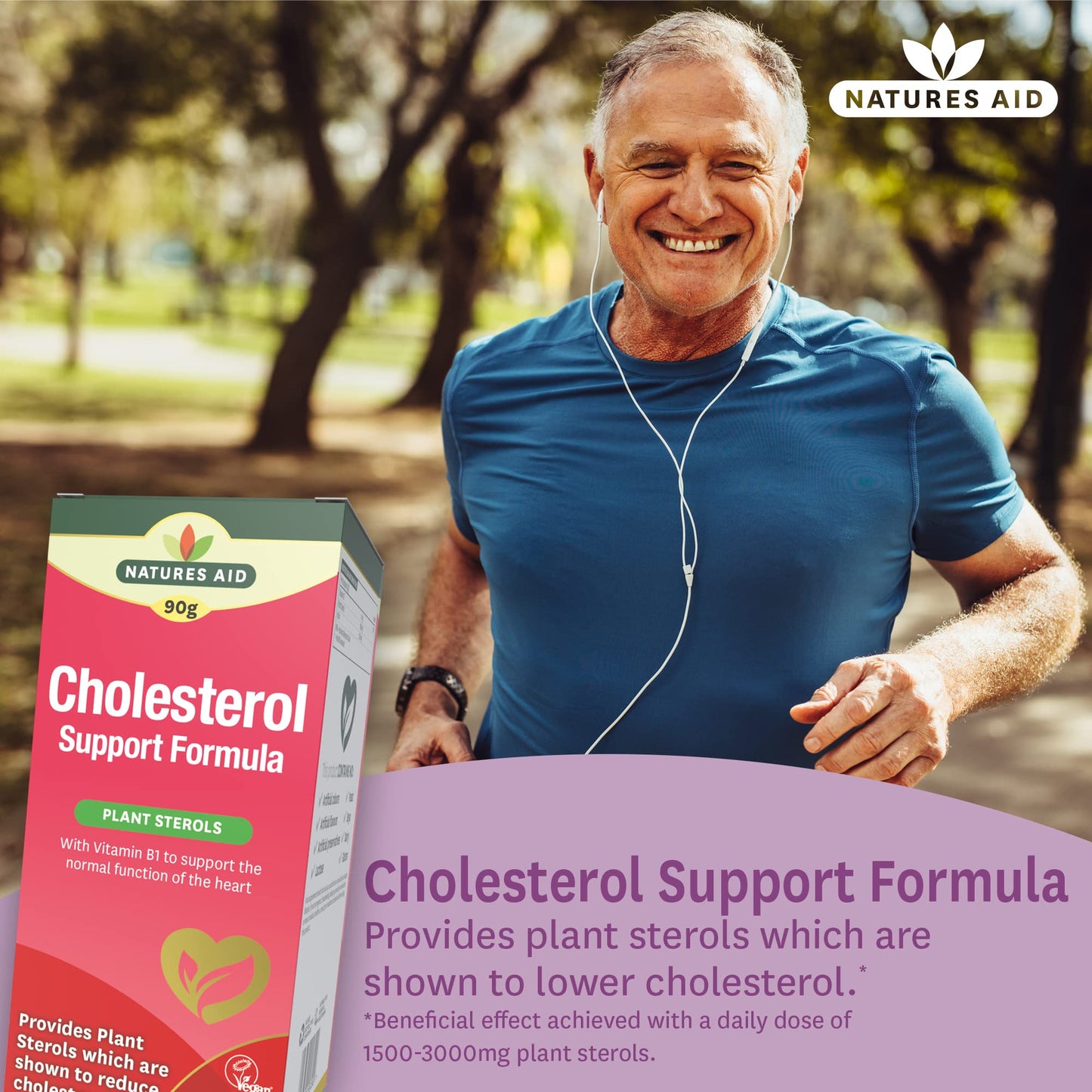 Natures Aid Cholesterol Support Formula, with Plant Sterols & Vitamin B1, 90 g Powder,145600