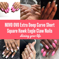 NOVO OVO Halloween 500 pcs Hawk Curved Eagle Claw Natural Extra Super Extreme Deep Curve Half Cover Short Square Tapered False Nail Extension Tips Acrylic Nail 10 Sizes Bag Packaging Art Salon DIY