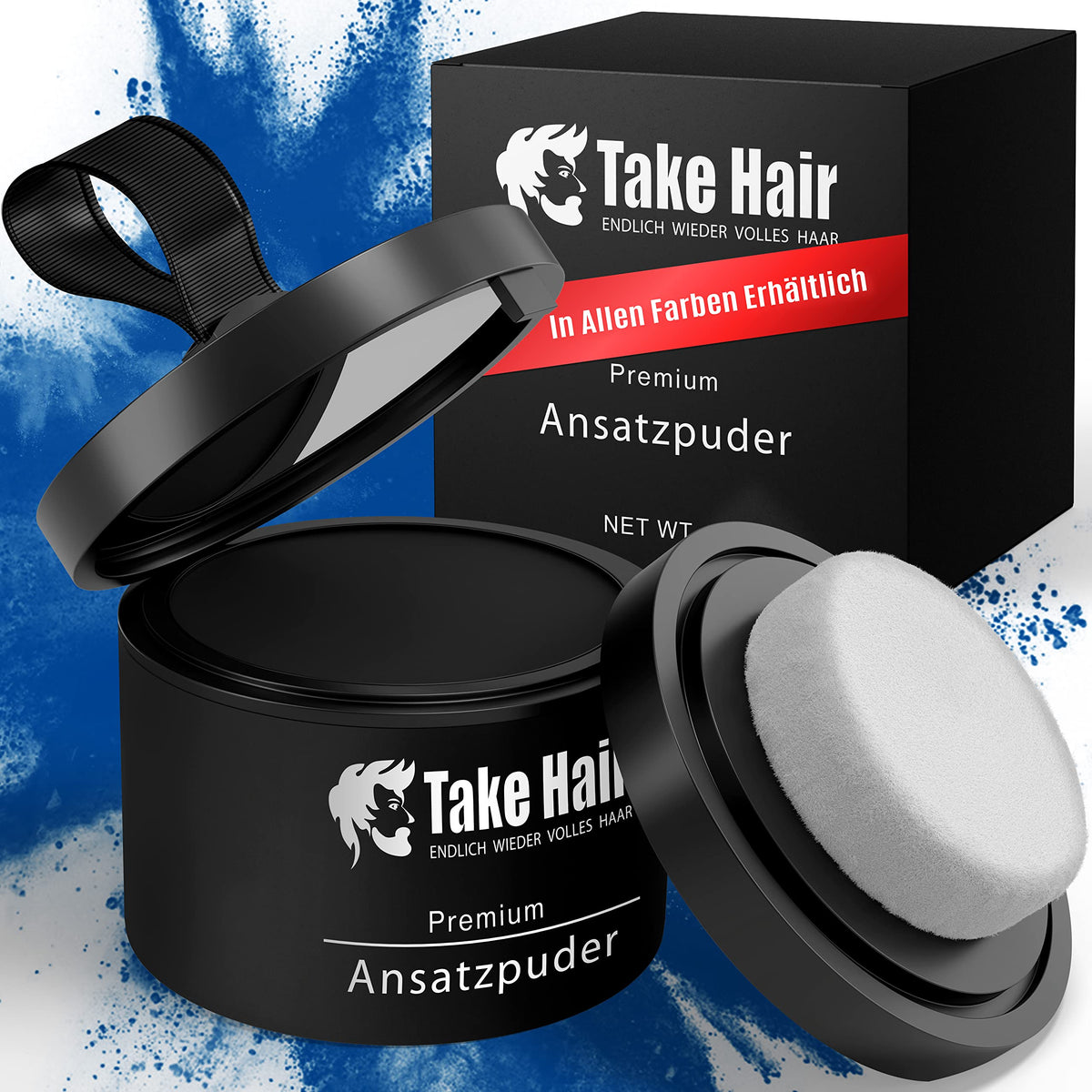 Take Hair ENDLICH WIEDER VOLLES HAAR Take Hair Root Powder - Hair Concealer for Hair Thickening for Women and Men, Waterproof Hair Makeup to Conceal Roots - 4 g (Black)